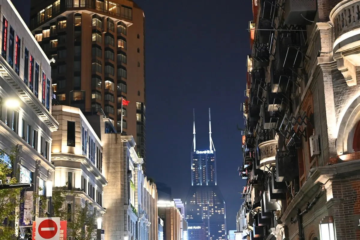 Pedestrians on a shopping street at night