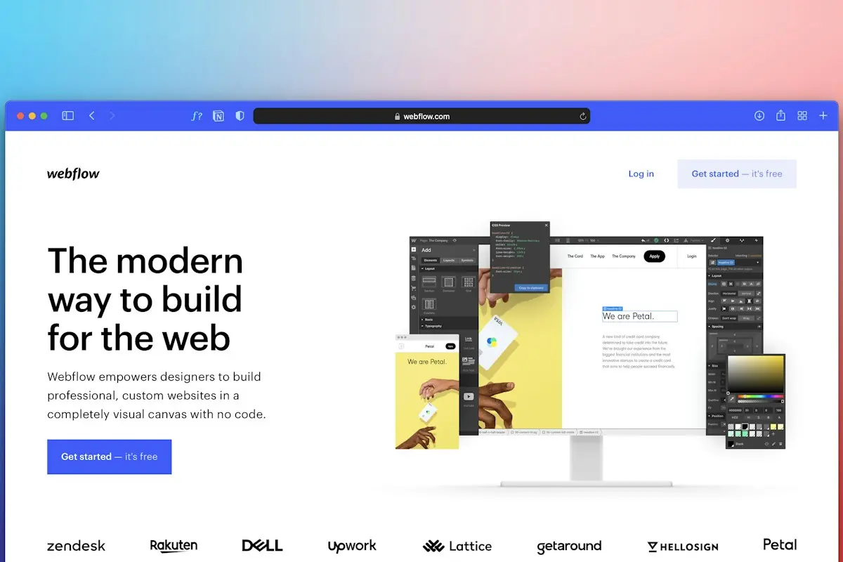 Webflow website builder displayed on a computer screen