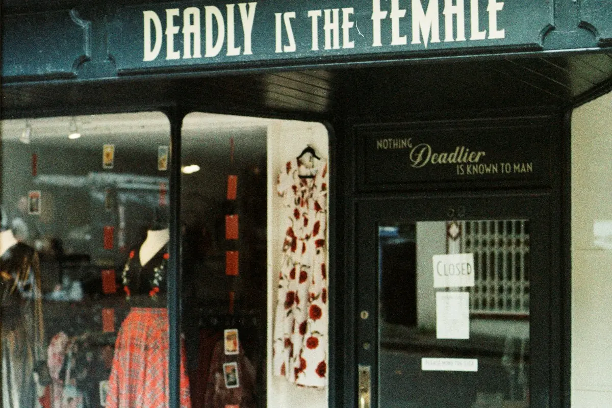 Boutique storefront with window displays