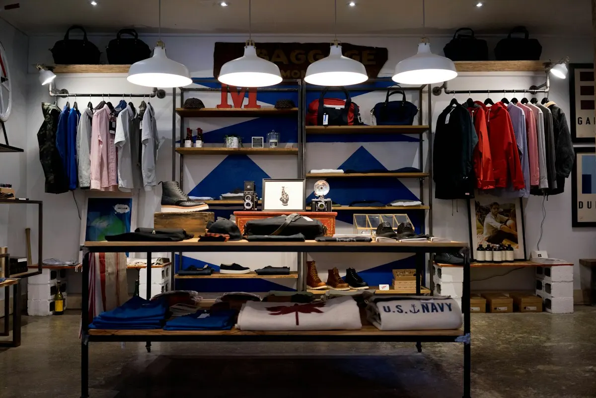 Shopfront window with clothing on display