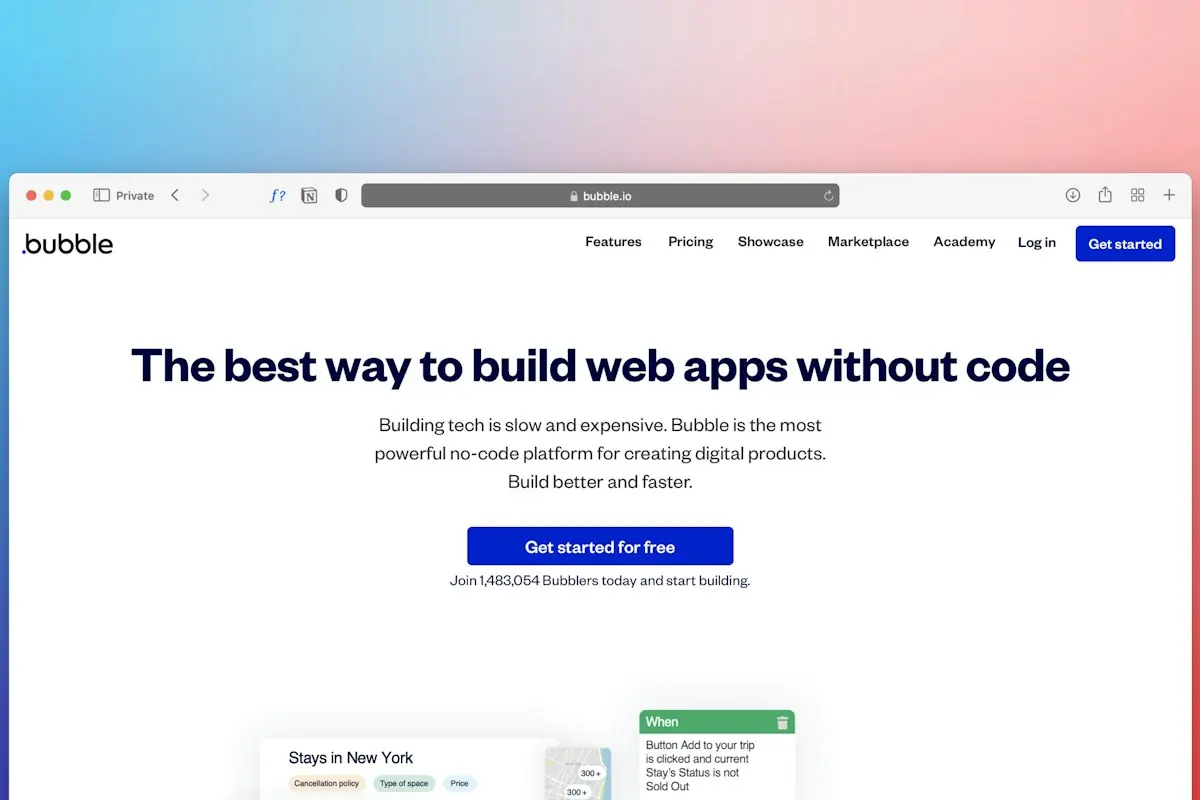 Web application development platform on a screen